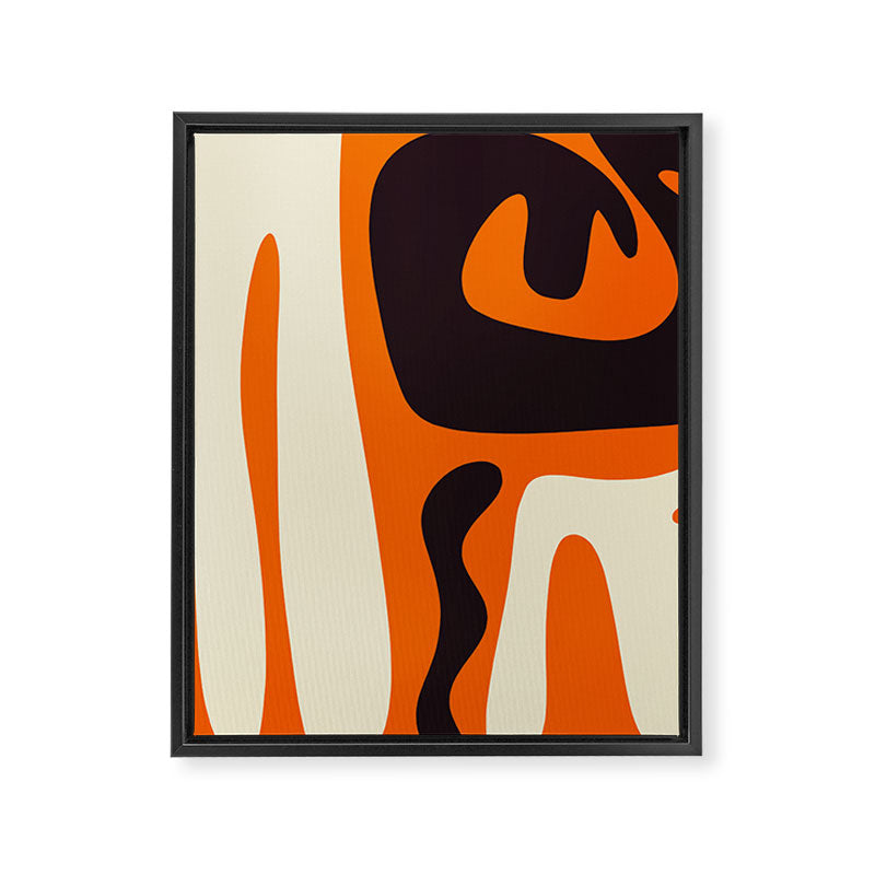 Mid Century Modern Kwaito Abstract Pattern Orange Black Cream Framed Canvas Print Gallery Image 8