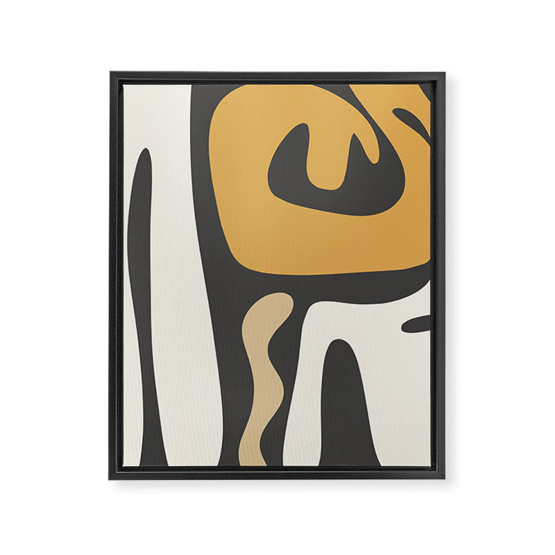 Mid Century Modern Kwaito Charcoal Gray and Muted Mustard Gold Abstract Framed Canvas Print Gallery Image 8