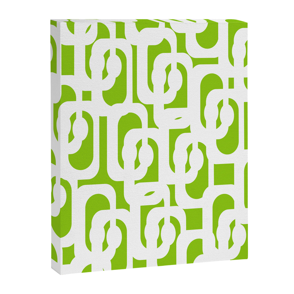 Mid Century Modern Lime Green and White Loop Pattern Canvas Print Gallery Image 8