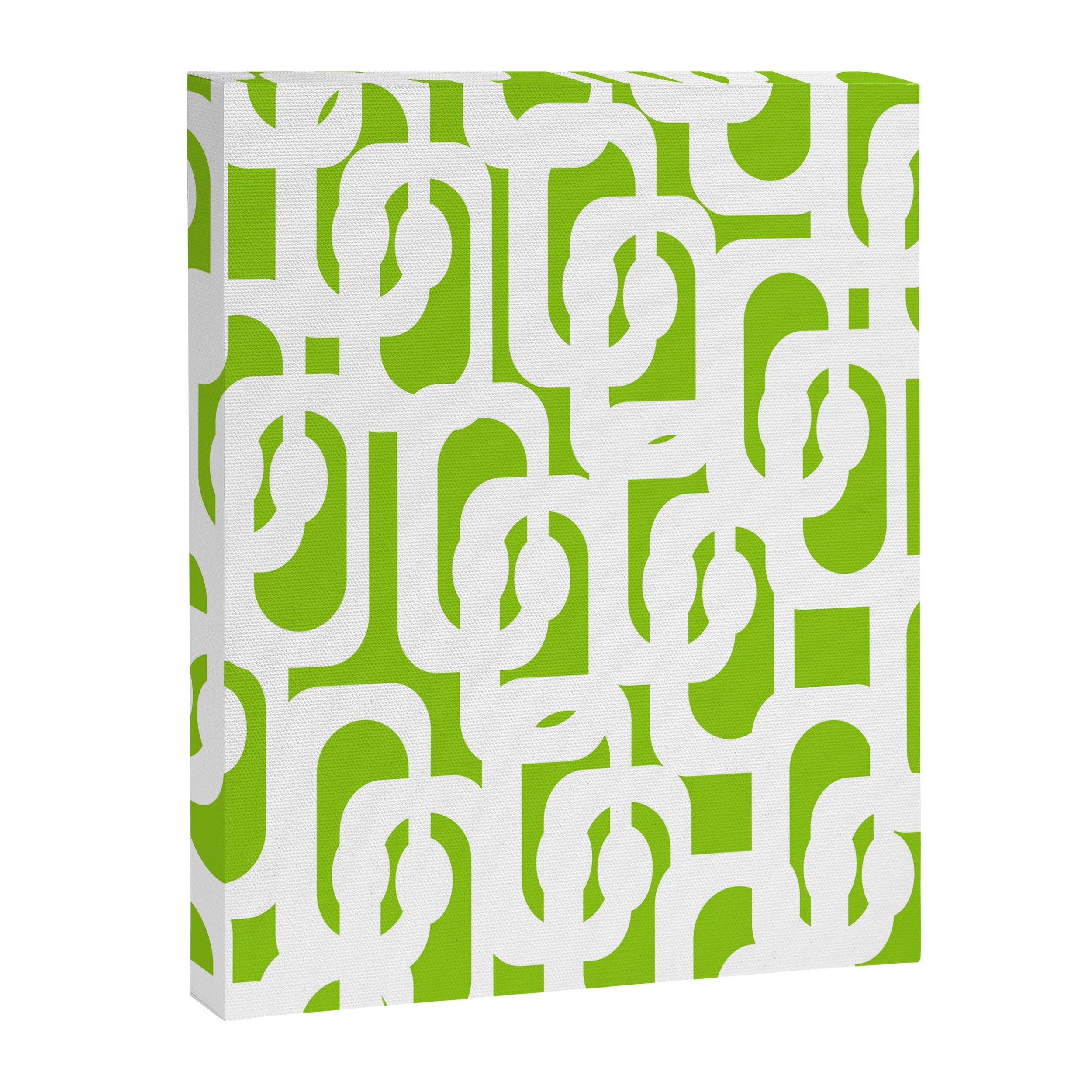 Mid Century Modern Lime Green and White Loop Pattern Canvas Print Gallery Image 8