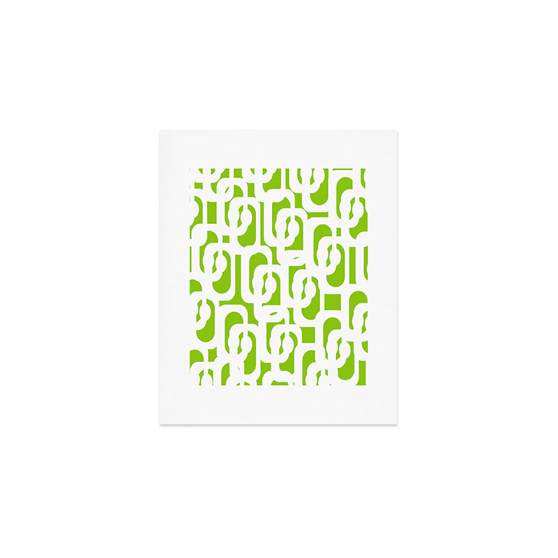 Mid Century Modern Lime Green and White Loop Pattern Art Print Gallery Image 1