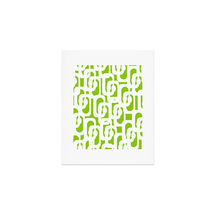 Mid Century Modern Lime Green and White Loop Pattern Art Print Gallery Image 1