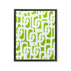 Mid Century Modern Lime Green and White Loop Pattern Framed Canvas Print Gallery Image 8