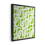 Mid Century Modern Lime Green and White Loop Pattern Framed Canvas Print Gallery Image 2