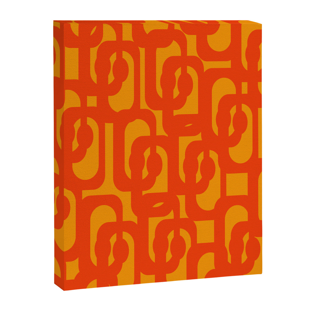 Mid Century Modern Loop Abstract Orange Yellow Pattern Canvas Print Gallery Image 8