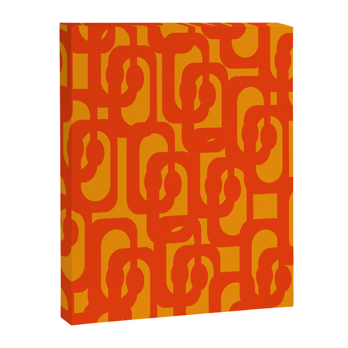 Mid Century Modern Loop Abstract Orange Yellow Pattern Canvas Print Gallery Image 1