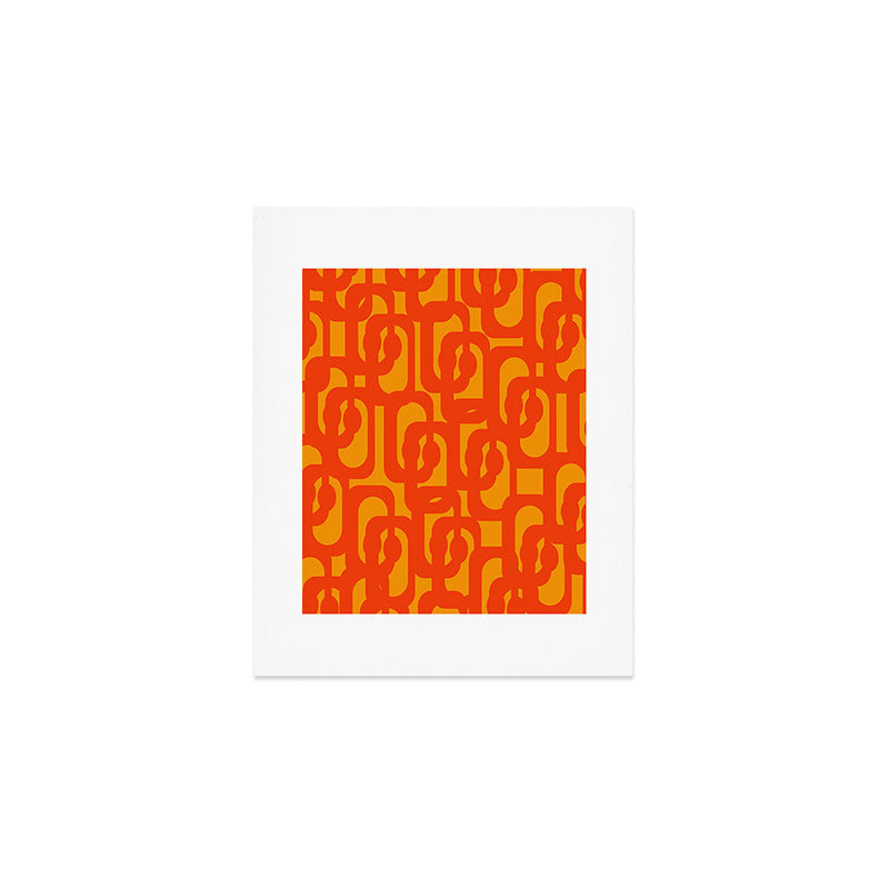 Mid Century Modern Loop Abstract Orange Yellow Pattern Art Print Gallery Image 1