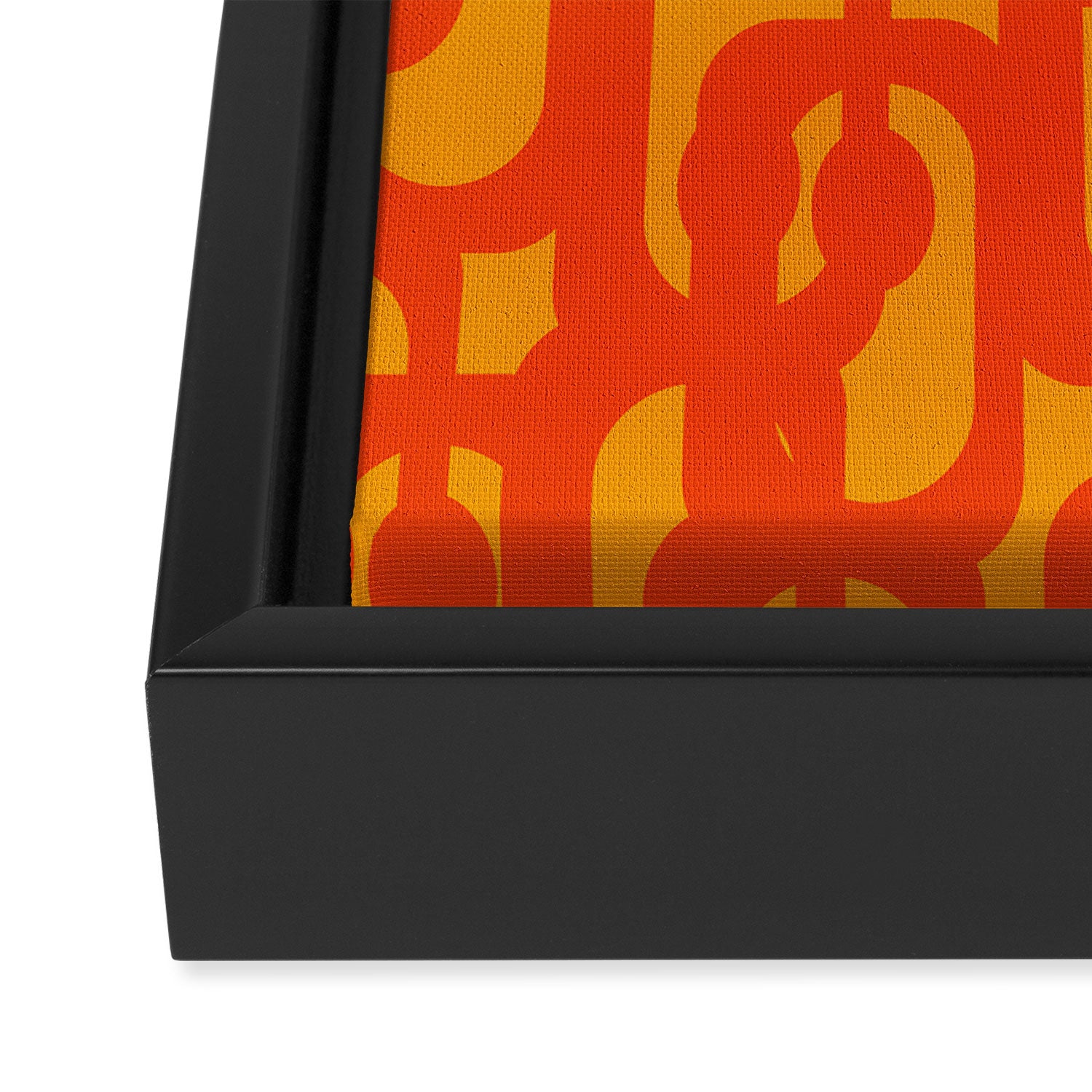 Mid Century Modern Loop Abstract Orange Yellow Pattern Framed Canvas Print Gallery Image 3