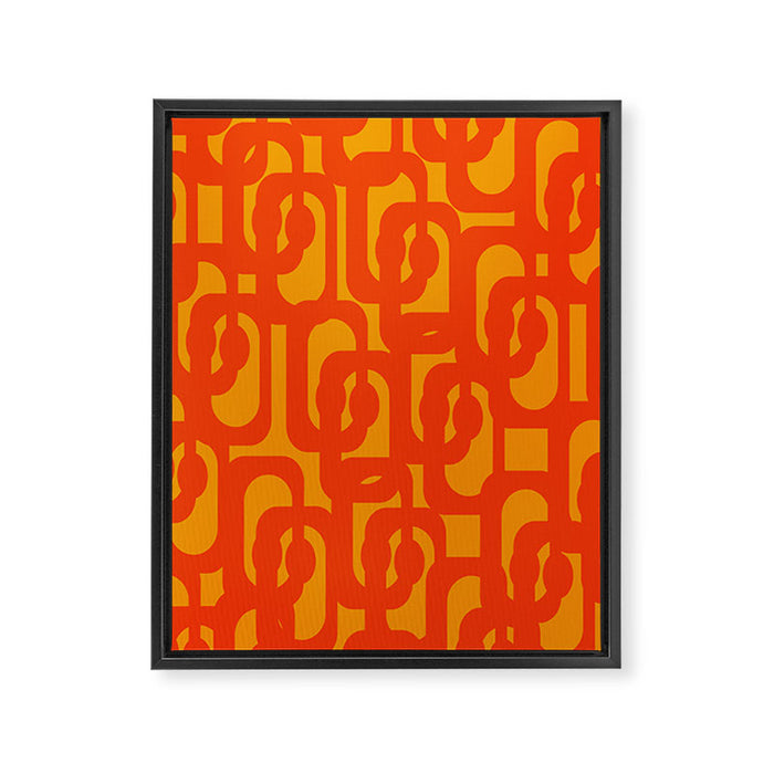 Mid Century Modern Loop Abstract Orange Yellow Pattern Framed Canvas Print Gallery Image 1