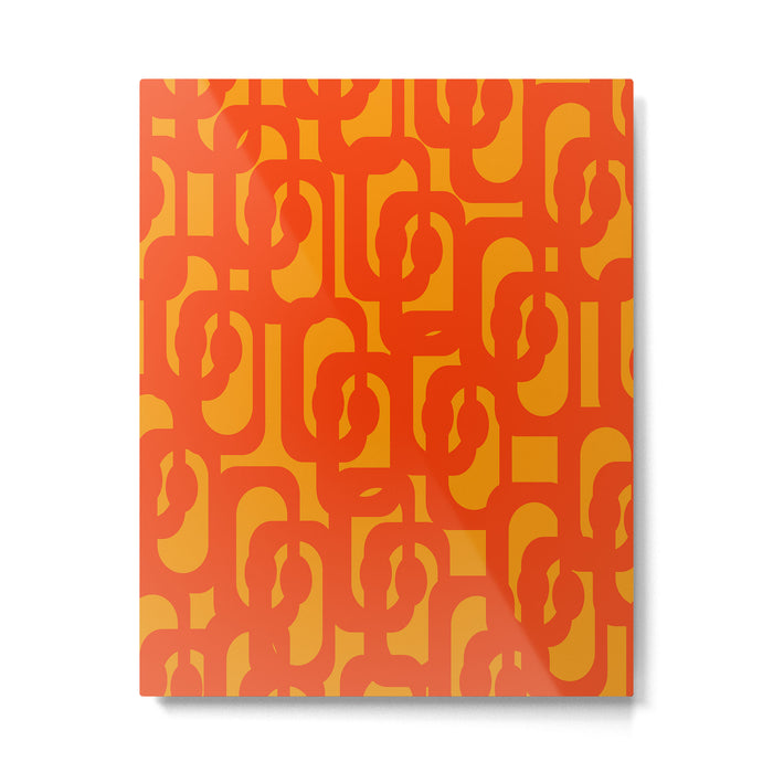 Mid Century Modern Loop Abstract Orange Yellow Pattern Metal Print Gallery Image 1