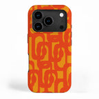 Mid Century Modern Loop Abstract Orange Yellow Pattern iPhone Case Gallery Image 1