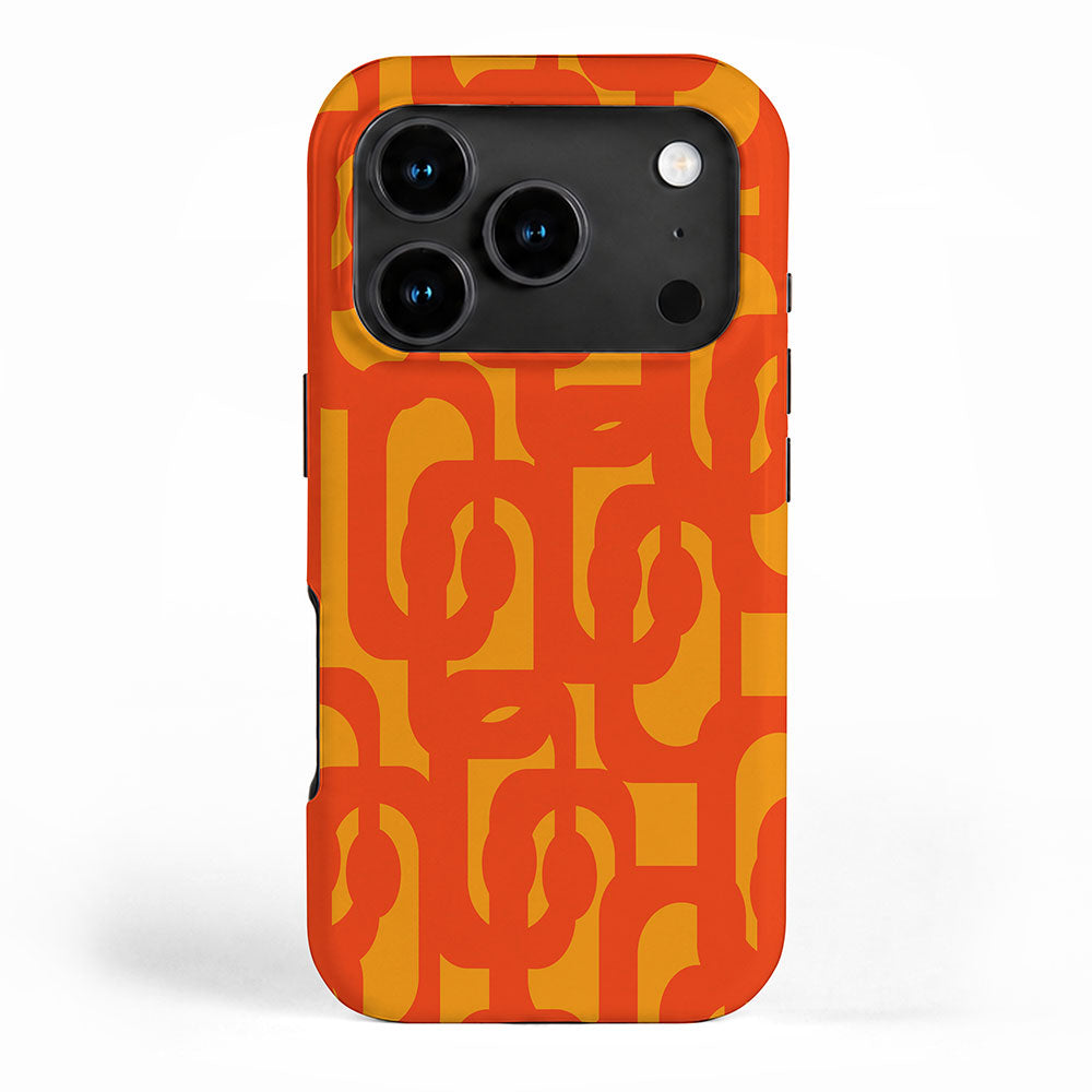 Mid Century Modern Loop Abstract Orange Yellow Pattern iPhone Case Gallery Image 1