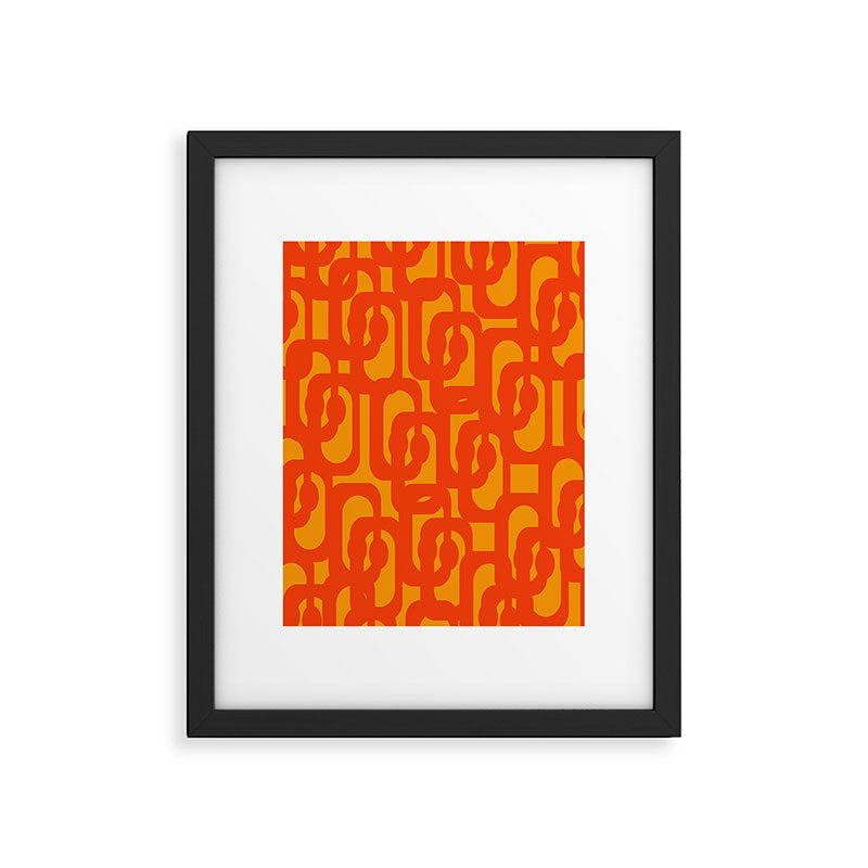 Mid Century Modern Loop Abstract Orange Yellow Pattern Framed Art Print Gallery Image 6