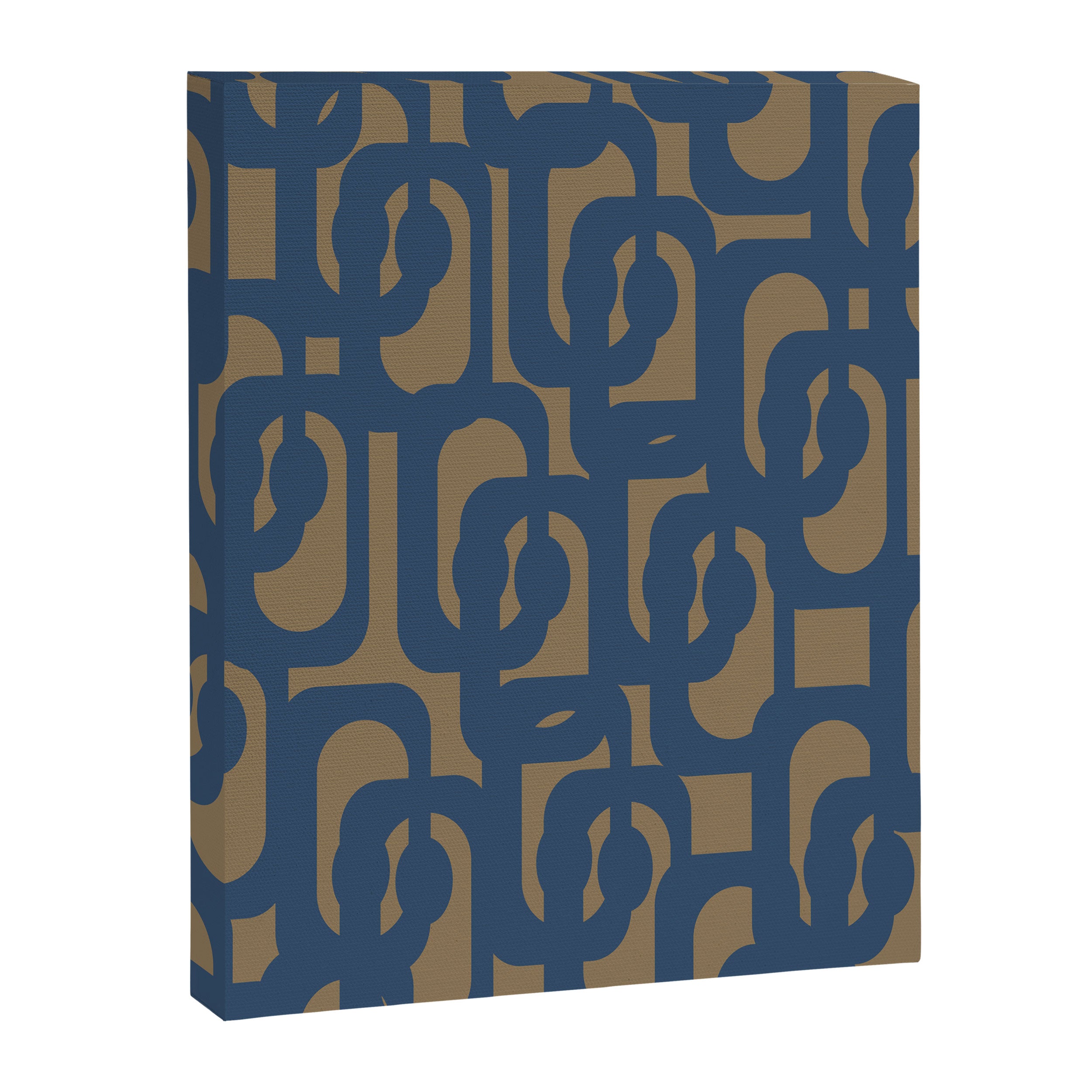 Mid Century Modern Loop Abstract Pattern in Muted Navy Blue and Brown Canvas Print Gallery Image 8