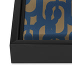 Mid Century Modern Loop Abstract Pattern in Muted Navy Blue and Brown Framed Canvas Print Gallery Image 3