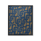 Mid Century Modern Loop Abstract Pattern in Muted Navy Blue and Brown Framed Canvas Print Gallery Image 8