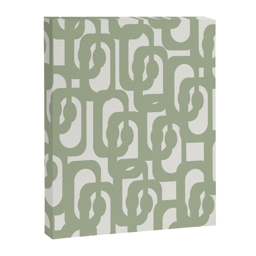 Mid Century Modern Loop Abstract Pattern in Sage Green and Off White Canvas Print Gallery Image 8