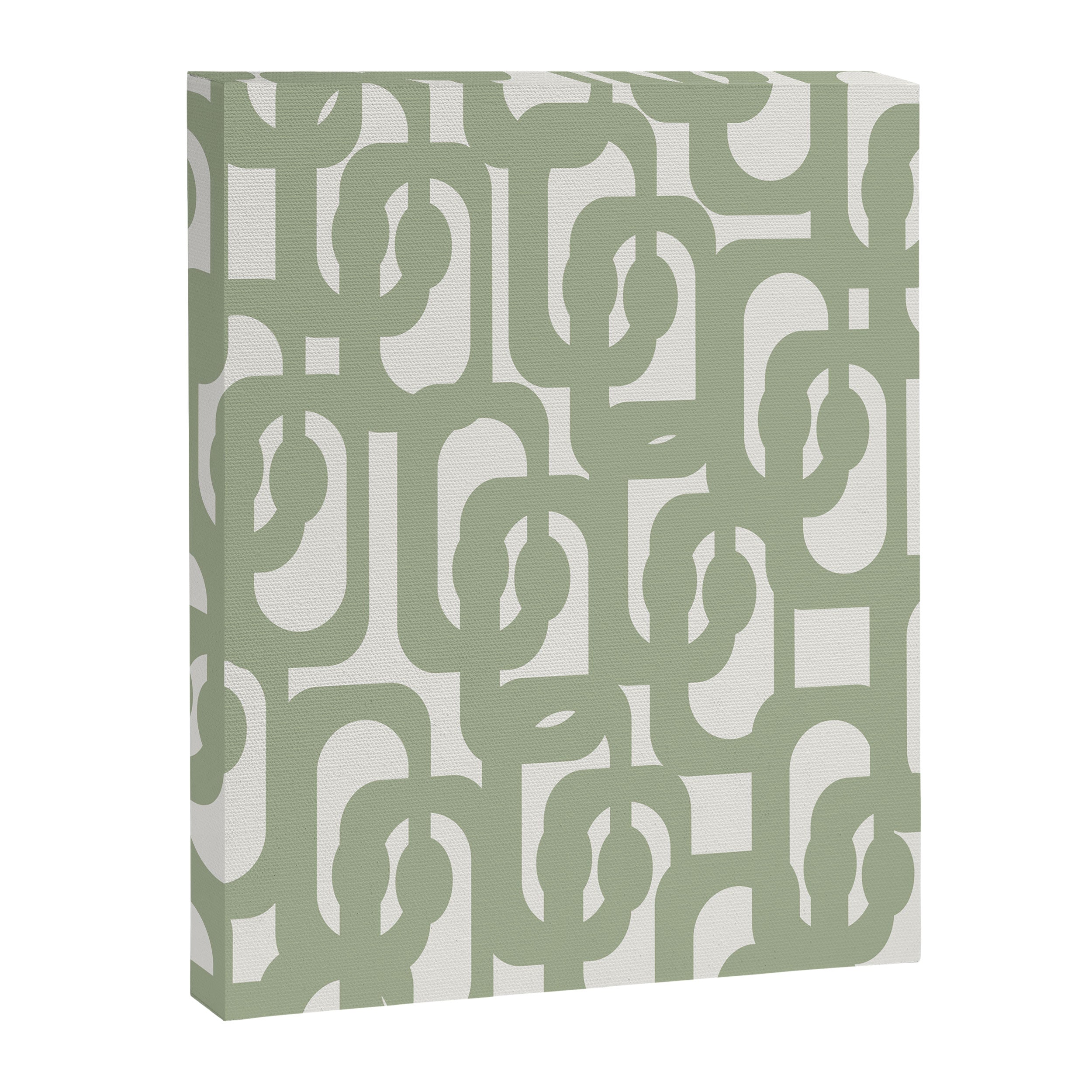 Mid Century Modern Loop Abstract Pattern in Sage Green and Off White Canvas Print Gallery Image 8