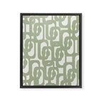 Mid Century Modern Loop Abstract Pattern in Sage Green and Off White Framed Canvas Print Gallery Image 8