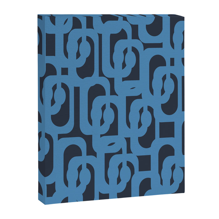 Mid Century Modern Loop Blue on Blue Abstract Pattern Canvas Print Gallery Image 1