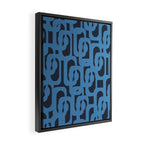 Mid Century Modern Loop Blue on Blue Abstract Pattern Framed Canvas Print Gallery Image 2