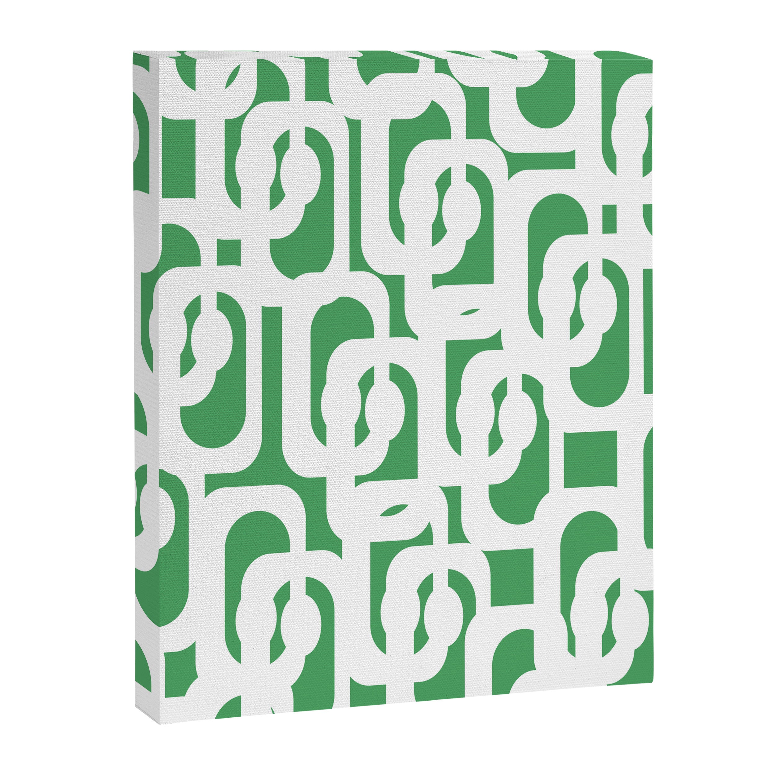 Mid Century Modern Loop Pattern Green and White Modernist Canvas Print Gallery Image 8