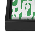 Mid Century Modern Loop Pattern Green and White Modernist Framed Canvas Print Gallery Image 3