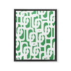 Mid Century Modern Loop Pattern Green and White Modernist Framed Canvas Print Gallery Image 8