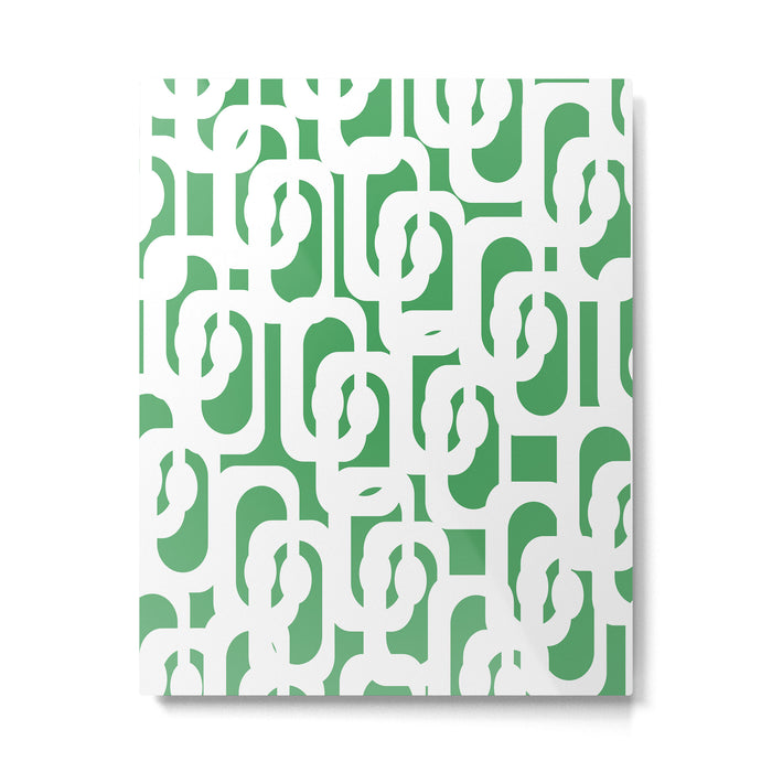 Mid Century Modern Loop Pattern Green and White Modernist Metal Print Gallery Image 1