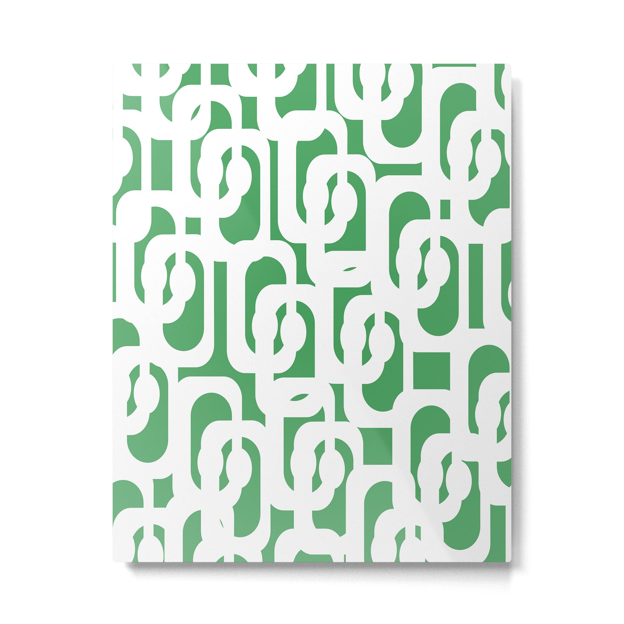 Mid Century Modern Loop Pattern Green and White Modernist Metal Print Gallery Image 6