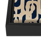 Mid Century Modern Loop Pattern in Beige and Navy Blue Framed Canvas Print Gallery Image 3