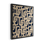 Mid Century Modern Loop Pattern in Beige and Navy Blue Framed Canvas Print Gallery Image 2