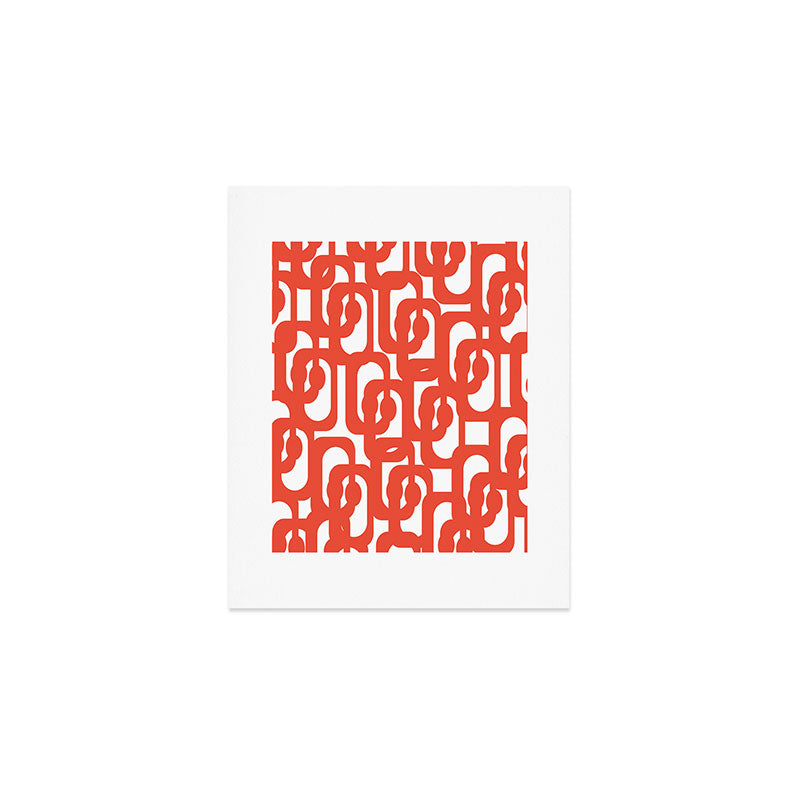 Mid Century Modern Loop Pattern in Burnt Orange Art Print Gallery Image 1