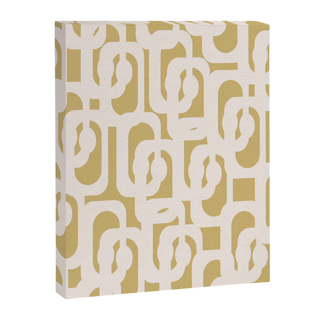 Mid Century Modern Loop Pattern in Cream and Muted Dijon Gold Canvas Print Gallery Image 8
