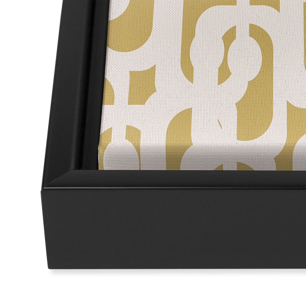 Mid Century Modern Loop Pattern in Cream and Muted Dijon Gold Framed Canvas Print Gallery Image 3