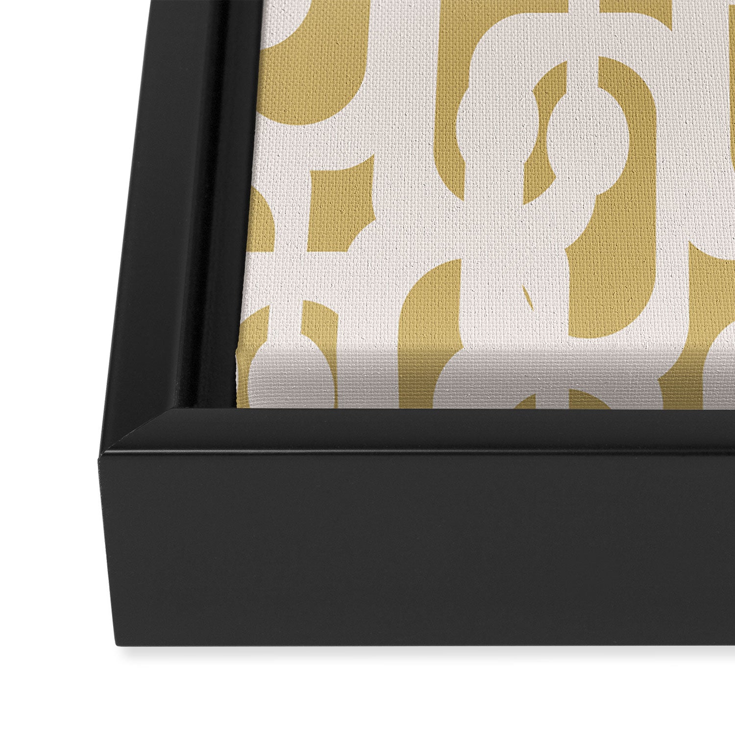 Mid Century Modern Loop Pattern in Cream and Muted Dijon Gold Framed Canvas Print Gallery Image 3