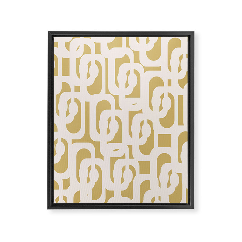 Mid Century Modern Loop Pattern in Cream and Muted Dijon Gold Framed Canvas Print Gallery Image 8