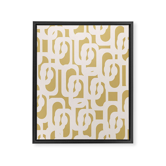 Mid Century Modern Loop Pattern in Cream and Muted Dijon Gold Framed Canvas Print Gallery Image 1