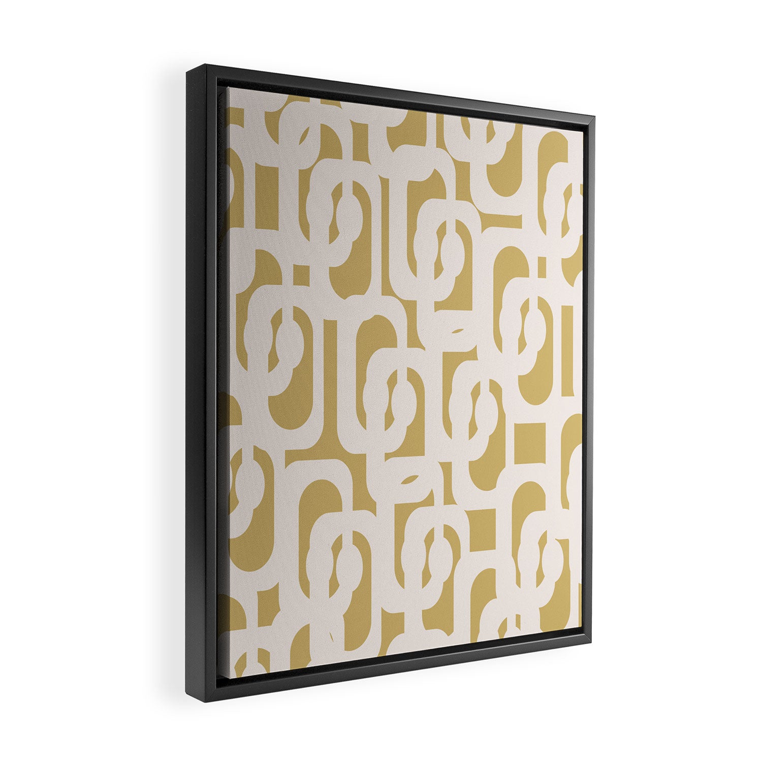 Mid Century Modern Loop Pattern in Cream and Muted Dijon Gold Framed Canvas Print Gallery Image 2