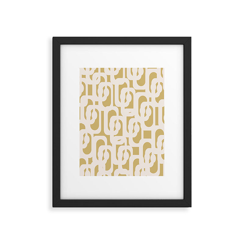 Mid Century Modern Loop Pattern in Cream and Muted Dijon Gold Framed Art Print Gallery Image 6