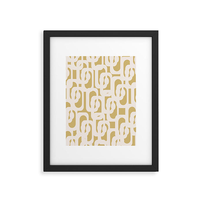 Mid Century Modern Loop Pattern in Cream and Muted Dijon Gold Framed Art Print Gallery Image 1