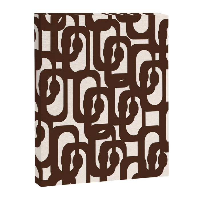 Mid Century Modern Loop Pattern in Dark Chocolate Brown and Cream Canvas Print Gallery Image 1