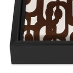 Mid Century Modern Loop Pattern in Dark Chocolate Brown and Cream Framed Canvas Print Gallery Image 3