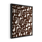 Mid Century Modern Loop Pattern in Dark Chocolate Brown and Cream Framed Canvas Print Gallery Image 2