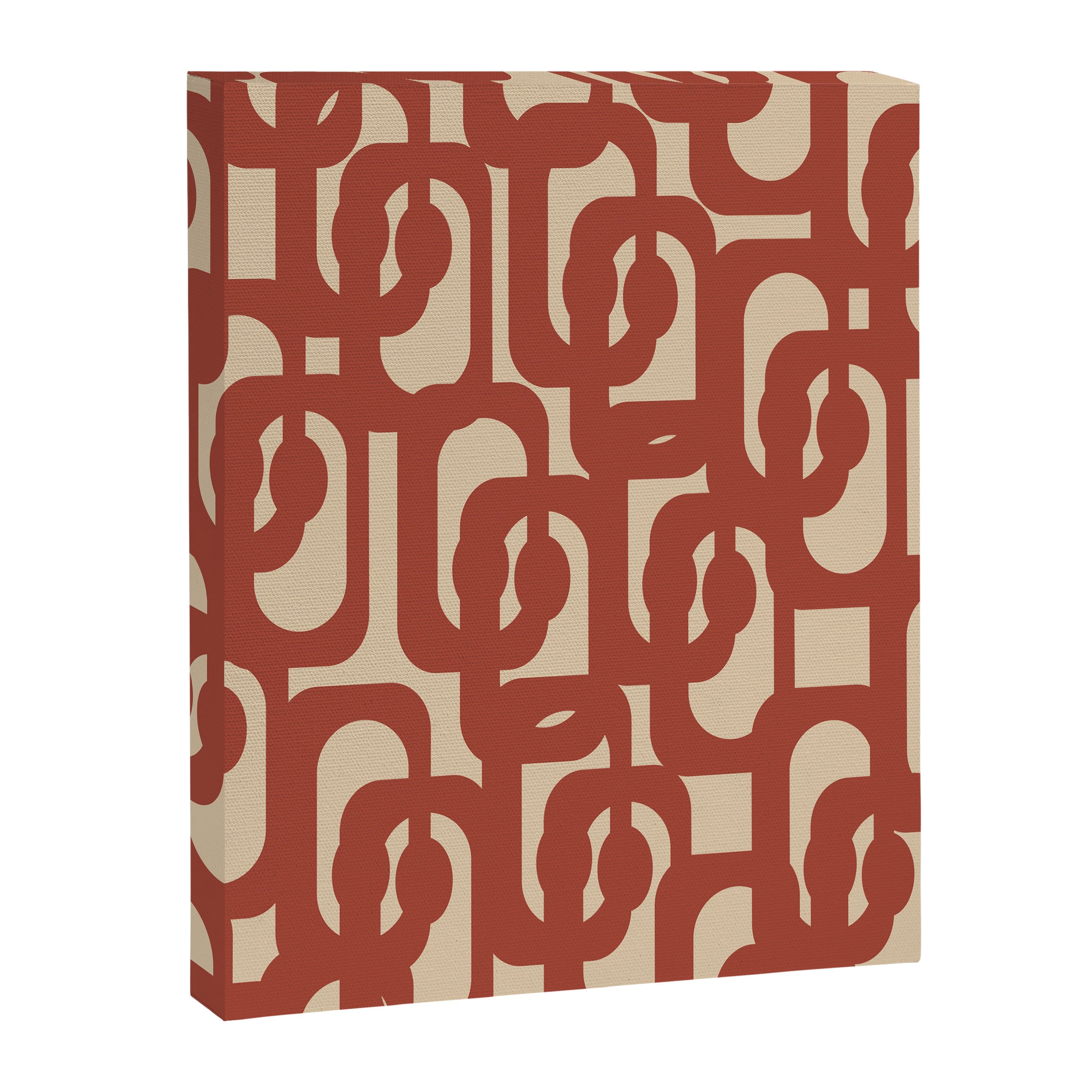 Mid Century Modern Loop Pattern in Deep Clay and Beige Canvas Print Gallery Image 8