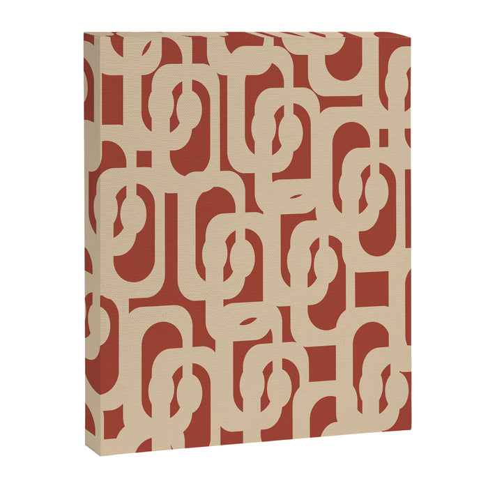 Mid Century Modern Loop Pattern in Deep Clay and Beige Canvas Print Gallery Image 1