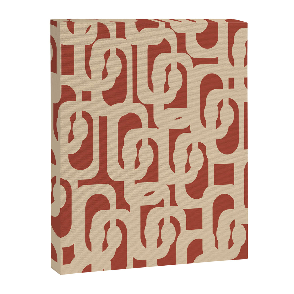 Mid Century Modern Loop Pattern in Deep Clay and Beige Canvas Print Gallery Image 8