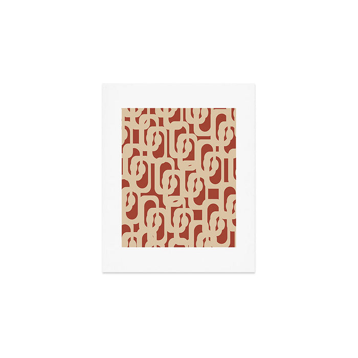 Mid Century Modern Loop Pattern in Deep Clay and Beige Art Print Gallery Image 1