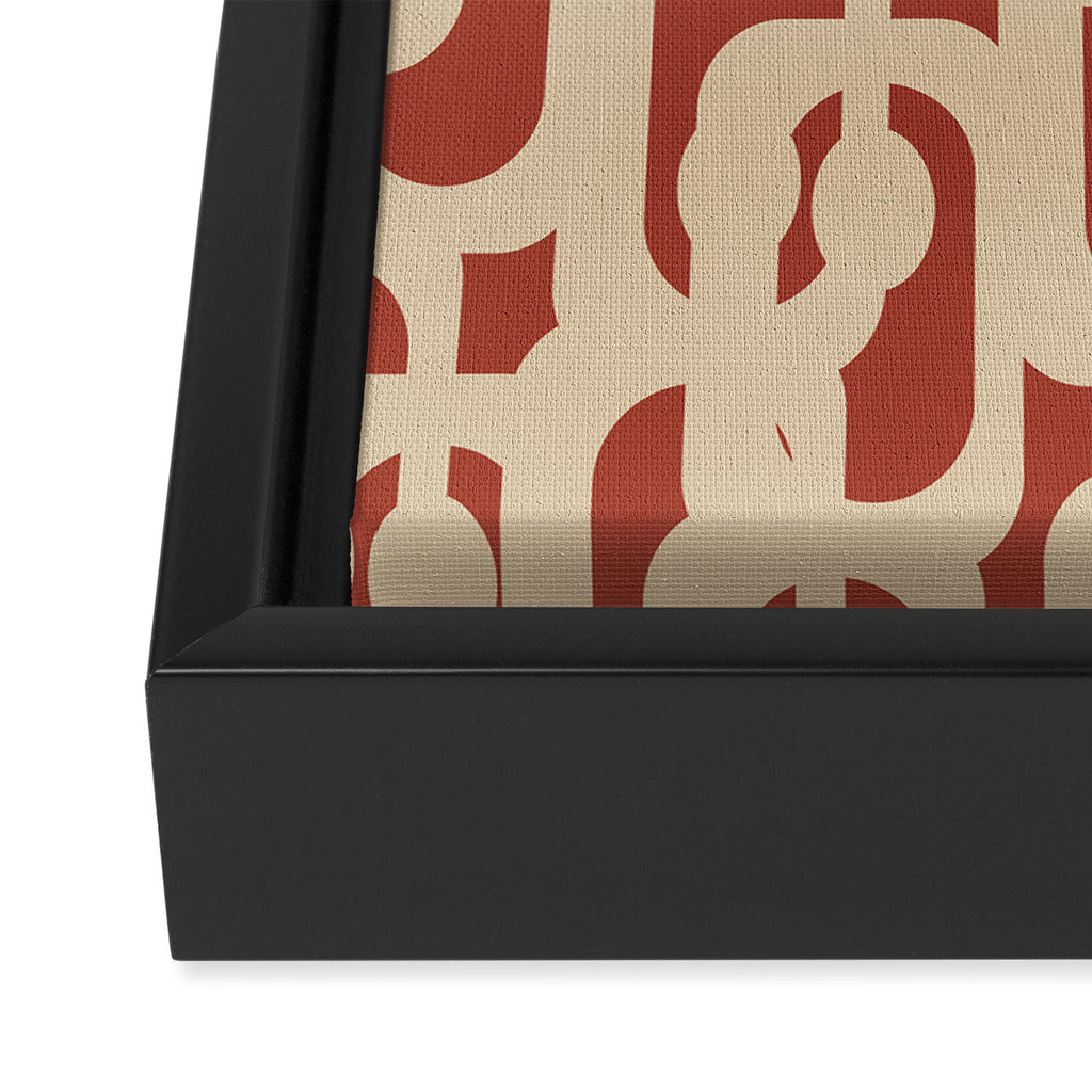 Mid Century Modern Loop Pattern in Deep Clay and Beige Framed Canvas Print Gallery Image 3