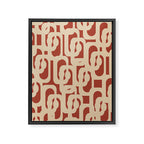 Mid Century Modern Loop Pattern in Deep Clay and Beige Framed Canvas Print Gallery Image 8